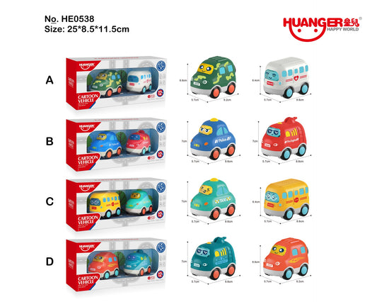 Fun Sound And Light Cartoon Car 2 Pack - Model A (Jeep, Ambulance)